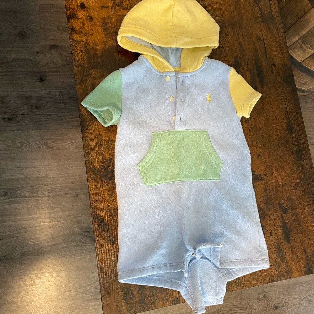 Ralph Lauren Blue and Yellow Baby Romper